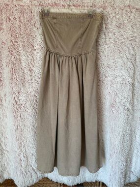 Strapless Midi Dress in Taupe - Elegant Everyday